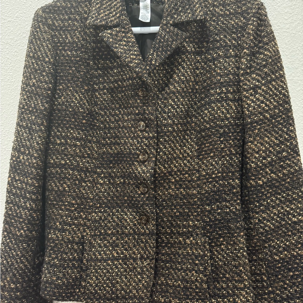Excellent Condition Women's Tweed Jacket - Black and Brown
